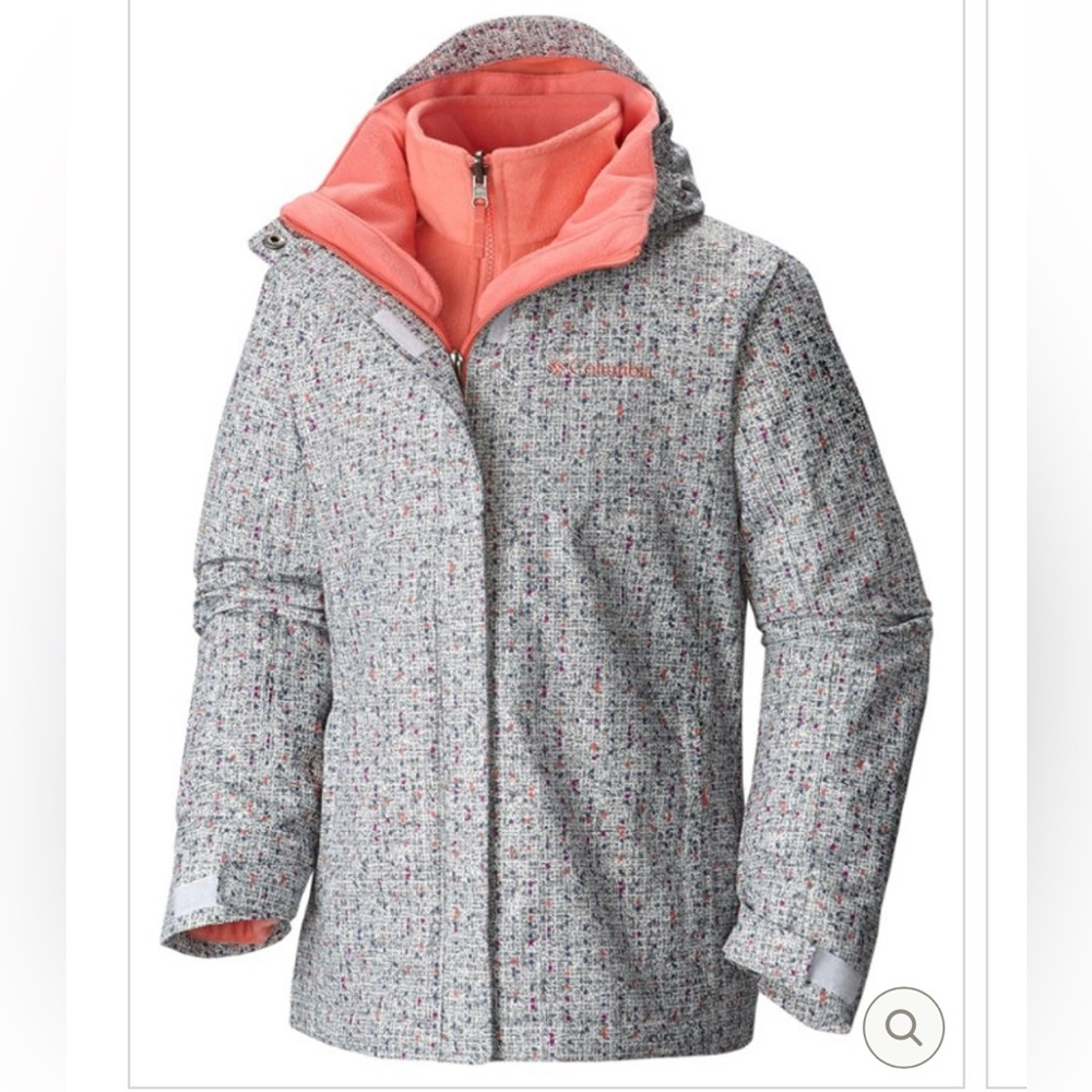 Columbia Bugaboo Interchangeable 3-in-1 Jacket. Girls' Size M. Gray & Coral.